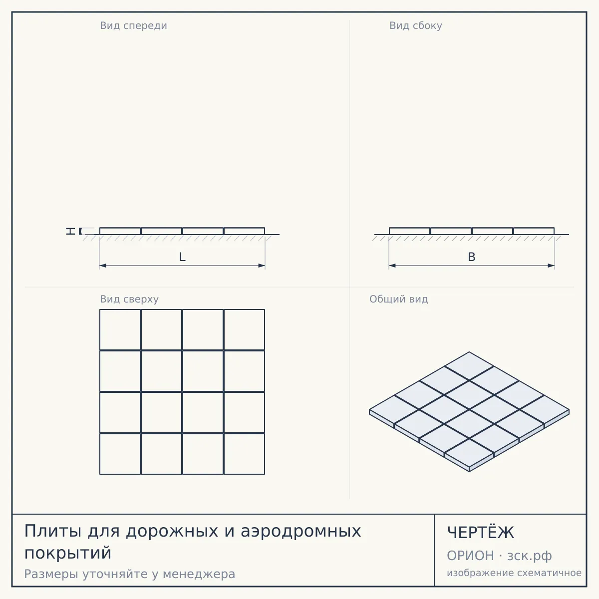 Плиты для дорожных и аэродромных покрытий — чертёж